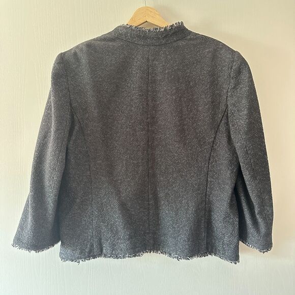 Ann Taylor Raw Hem Tweed Blazer Gray Office Work School Plus Size 16 - Picture 7 of 7